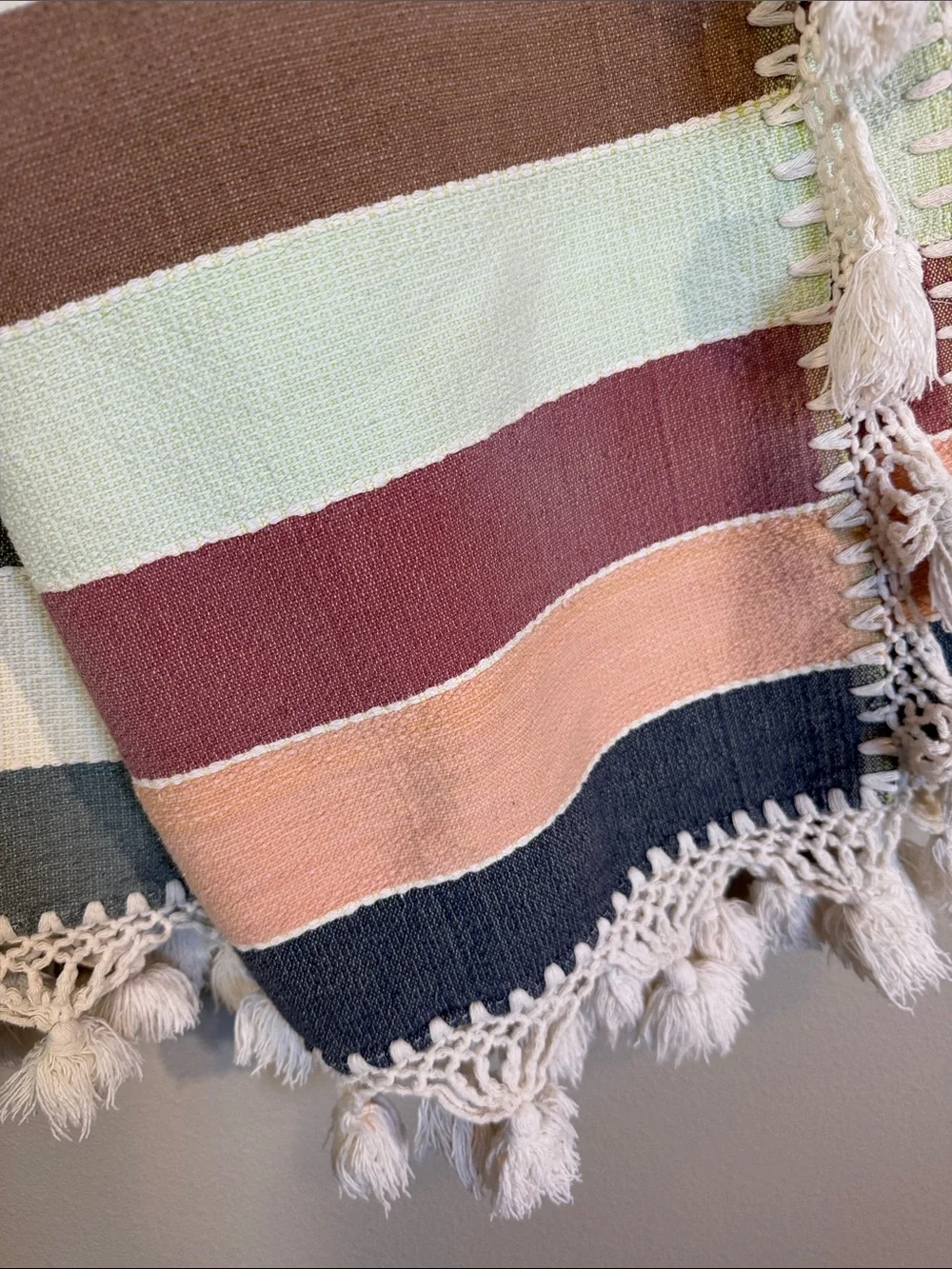 Striped Tassel Throw Blanket in Pastel & Earth Tones - Unbranded 50 x 64 inches